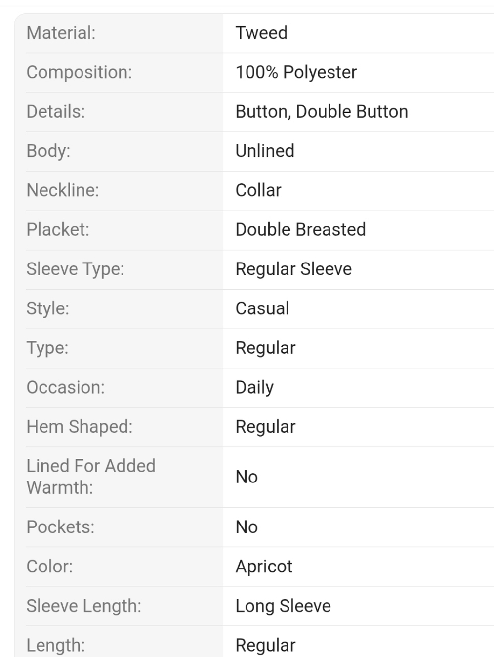 Beige A-Line Double-Button Coat - Picture 4 of 4